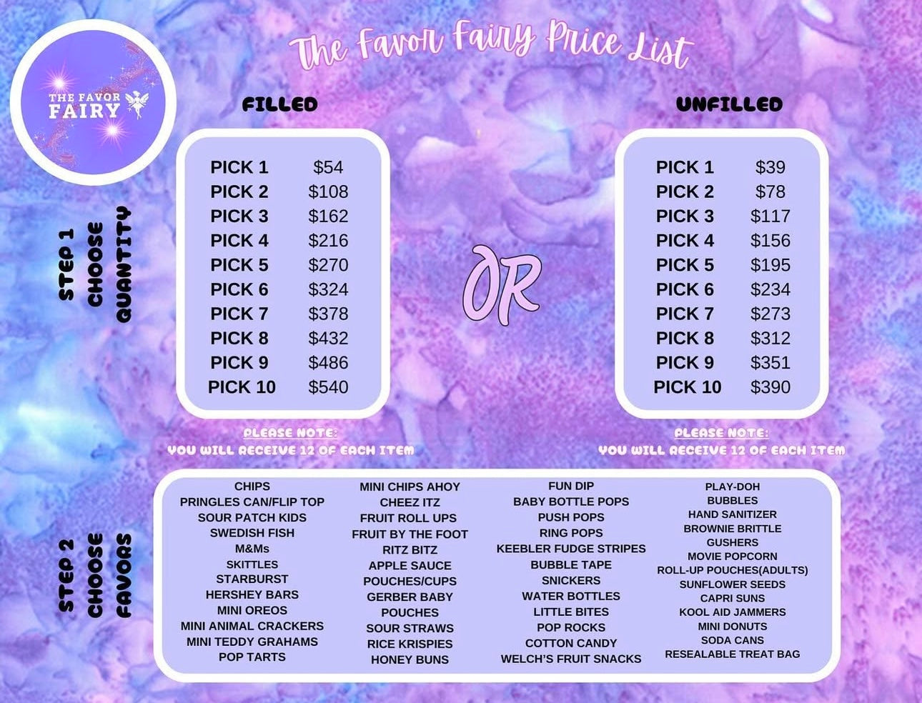 Party Favor Bundles (Unfilled)